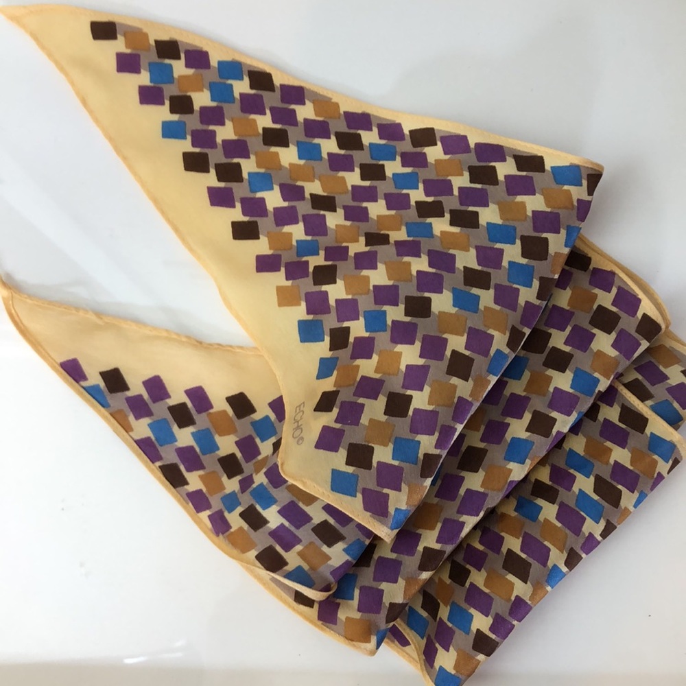 Echo Elegantly Patterned Pointed End Silk Scarf - image 6